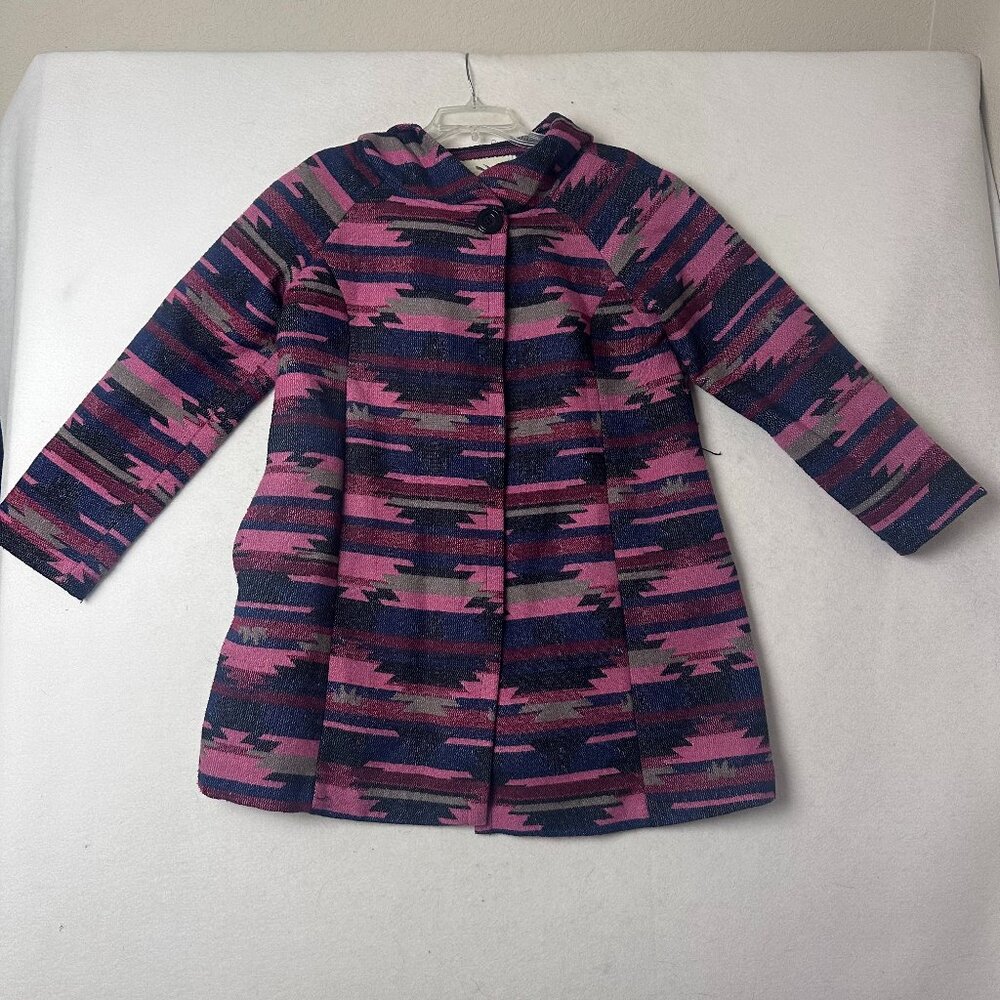Anthropologie Tabitha Pink Purple Southwestern Hooded Tapestry Coat Medium